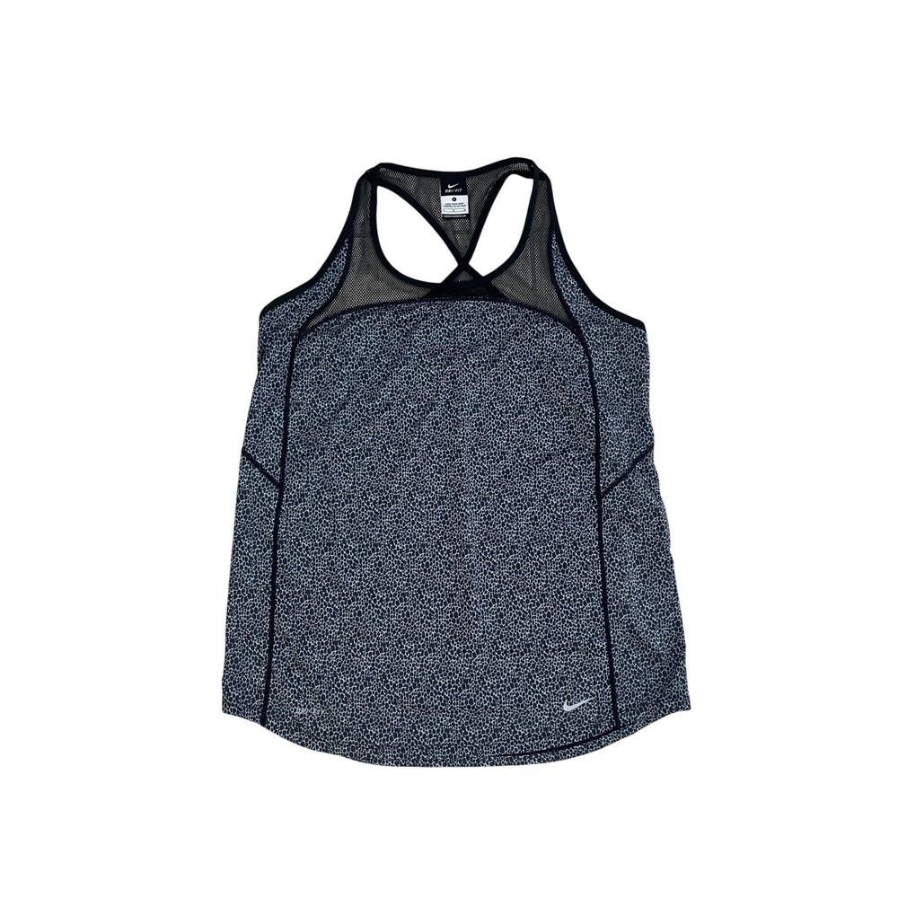 Nike Dri-FIT Womens Large Black White Pebble Print Mesh Racerback Tank Top